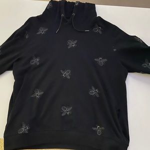 Black Hoodie With Silver Bees